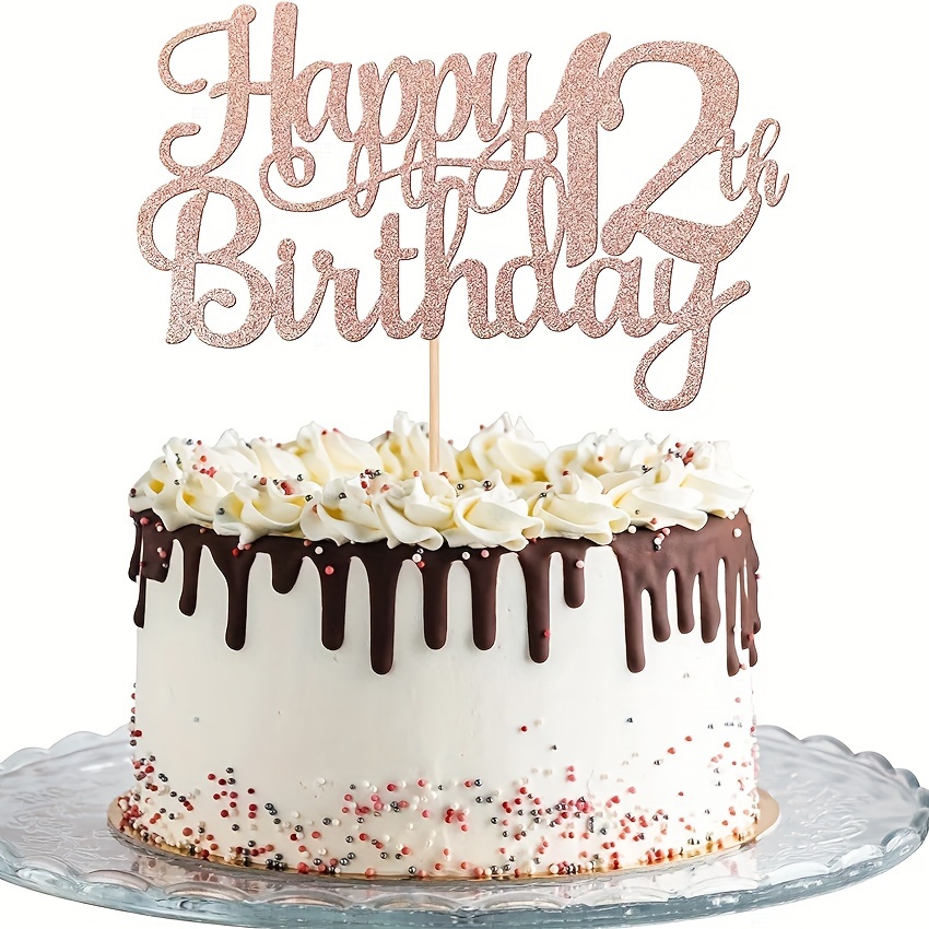 1pc グリッター「happy birthday」ケーキトッパー 12歳の誕生日