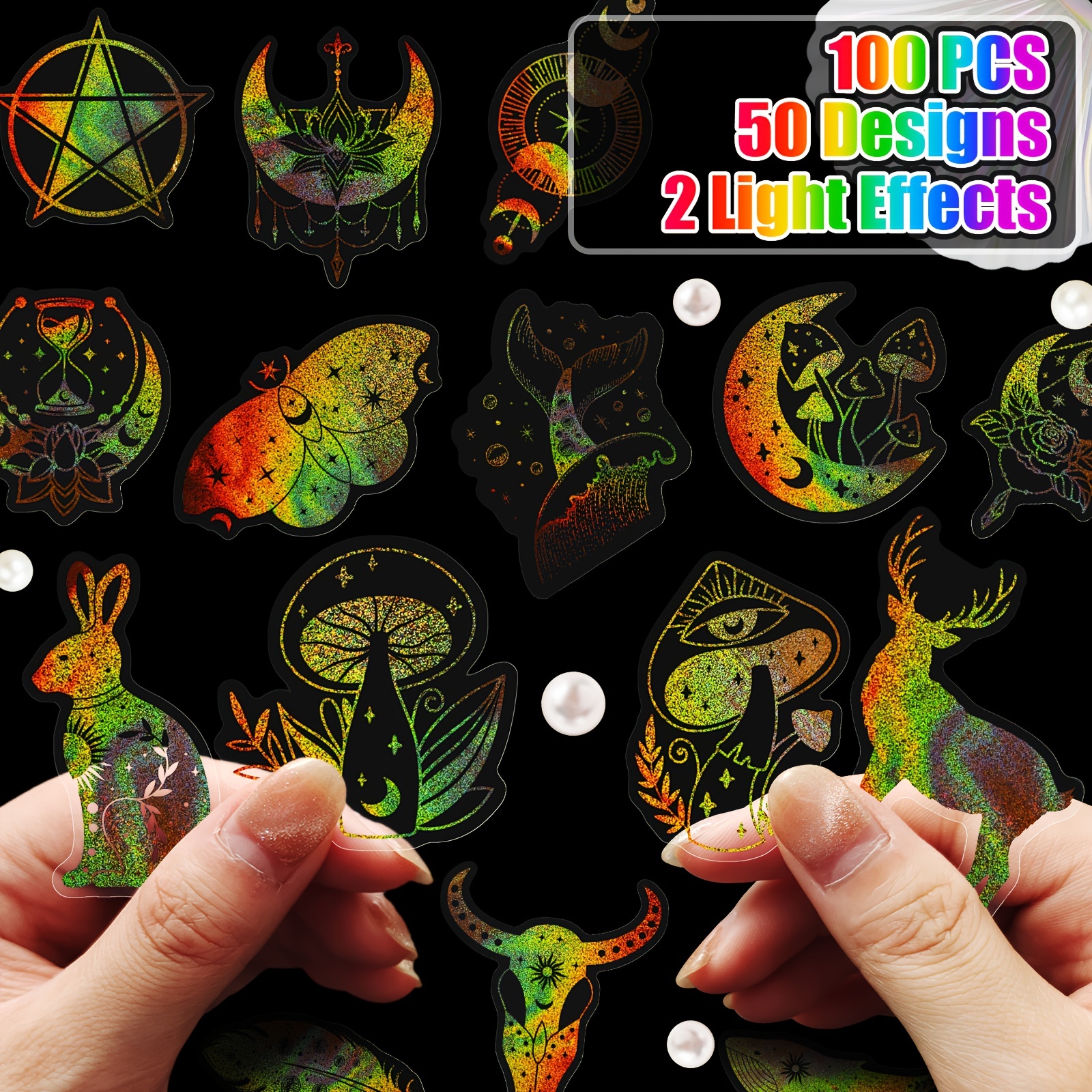 600PCS Gold Holographic Stickers PET Resin Stickers Scrapbook Supplies  Scrapbook Stickers DIY – the best products in the Joom Geek online store