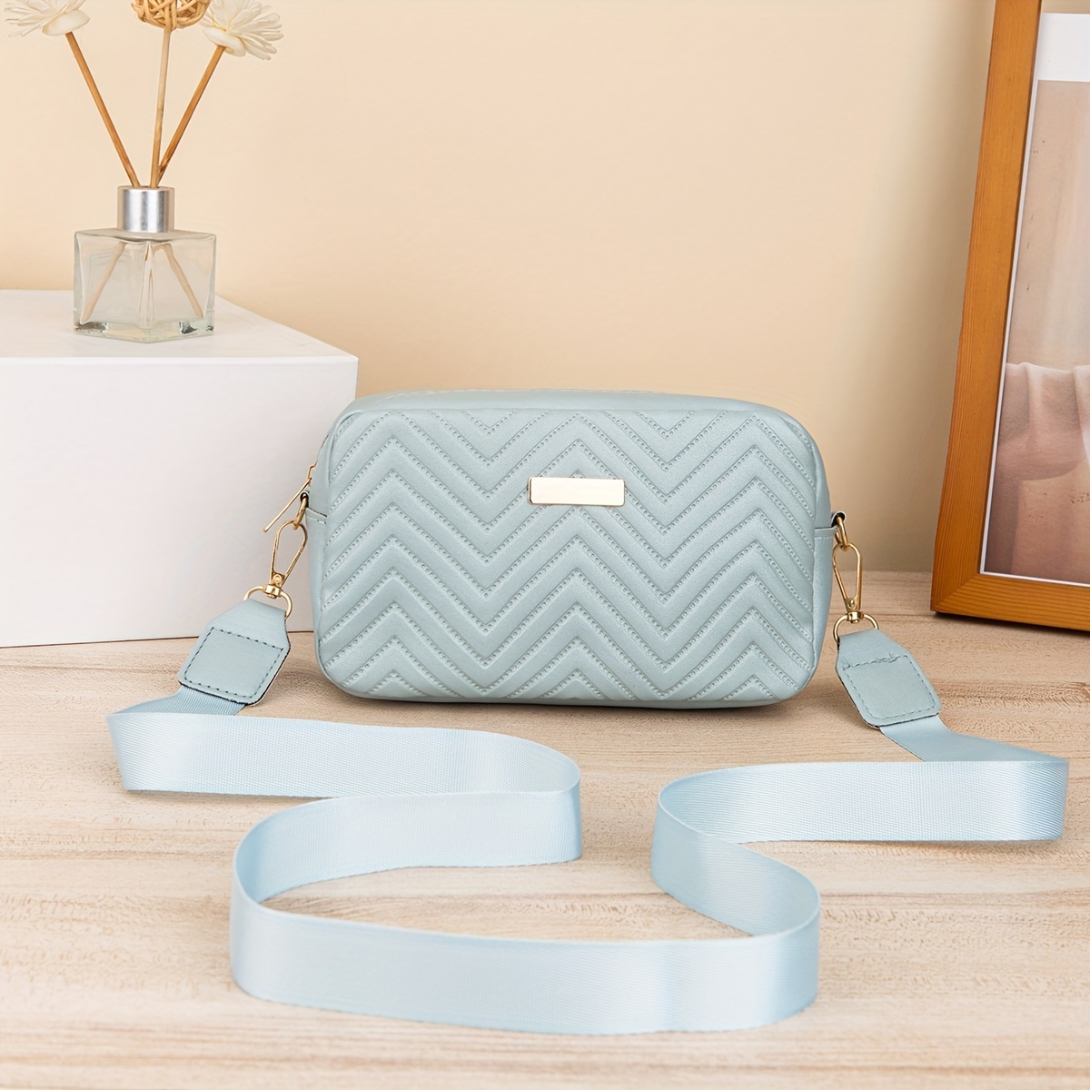 Blue quilted online purse