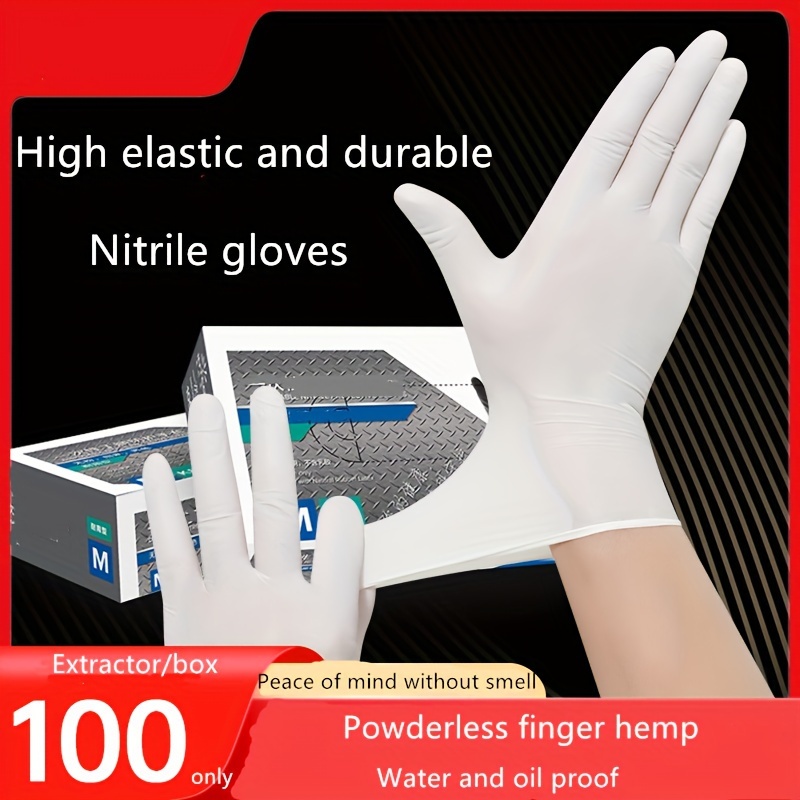 

50/100pcs, Nitrile Thickened Disposable Gloves, Durable Waterproof And Oil-proof Household Cleaning, Hair Dyeing, Food Grade Special Car Washing Gloves, Kitchen Stuff