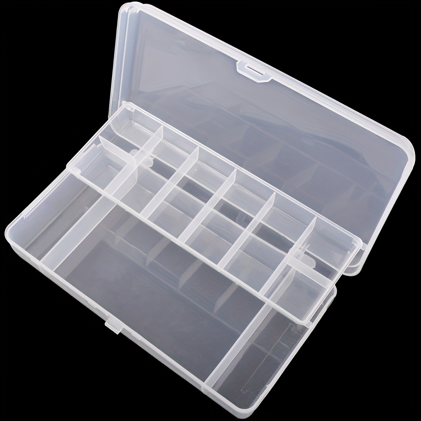 1pc Clear Plastic Fishing Tackle Box with Adjustable Dividers and Clear Lid  - Organize Your Fishing Accessories, Lures, Jigs, and Hooks