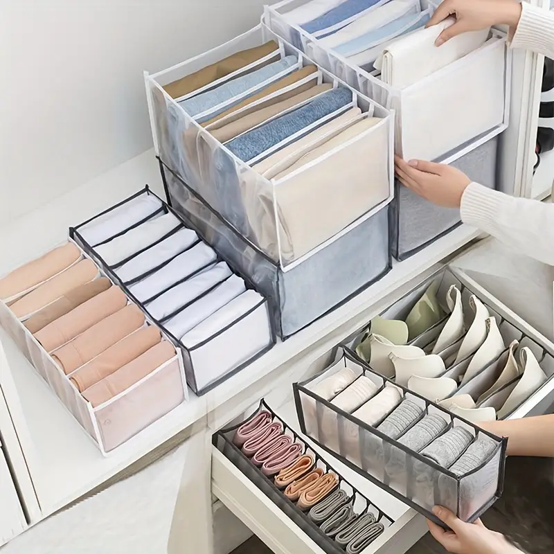 Wardrobe Sorting Storage Box Transparent Mesh Underwear - Temu