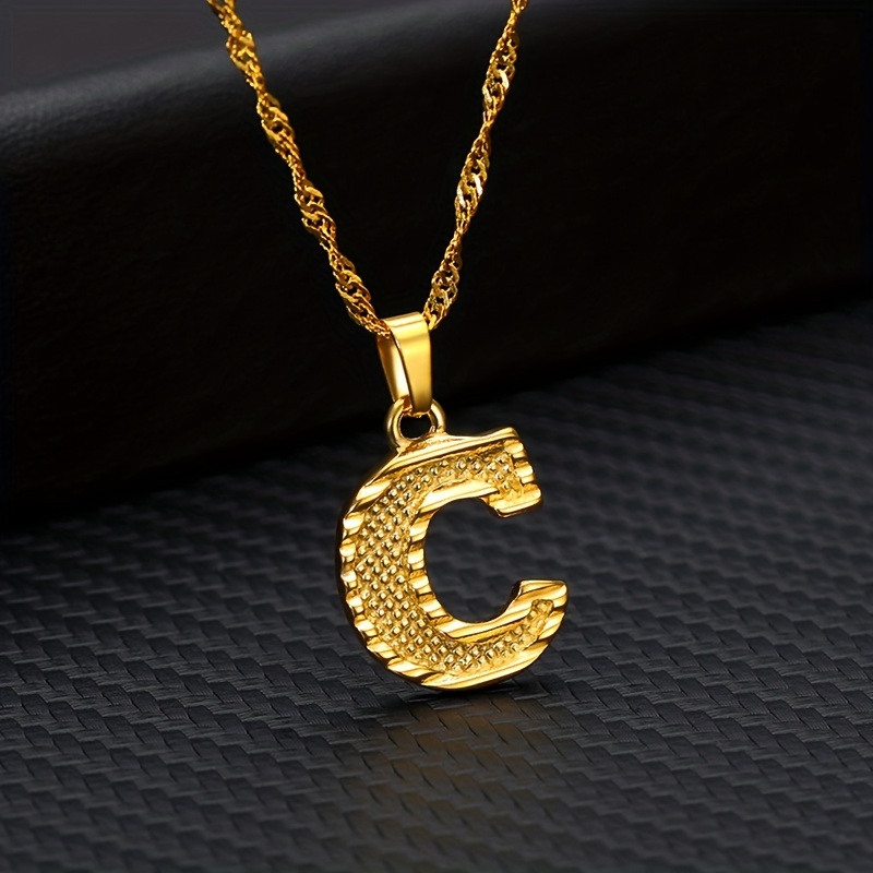 Golden Initial A Pendant Necklace Letter A Alphabets Charm