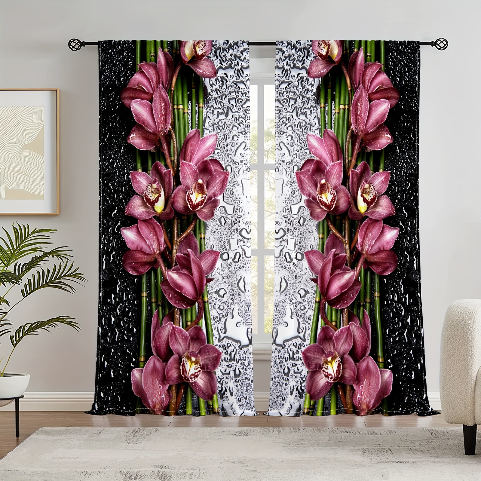 Stunning Water Bead Floral Curtain Living Room Dining Room Temu