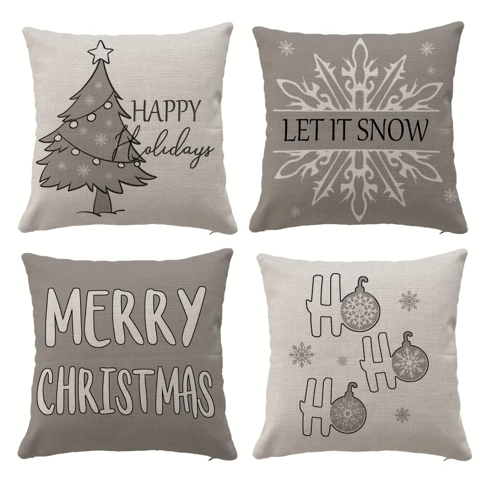 Christmas Linen Throw Pillow Case, Square Cushion Case, Decorative Pillow  Cover For Living Room Bedroom Couch Sofa, Home Decor Room Decor Party Decor  Single-sided Printed (no Pillow Insert) - Temu