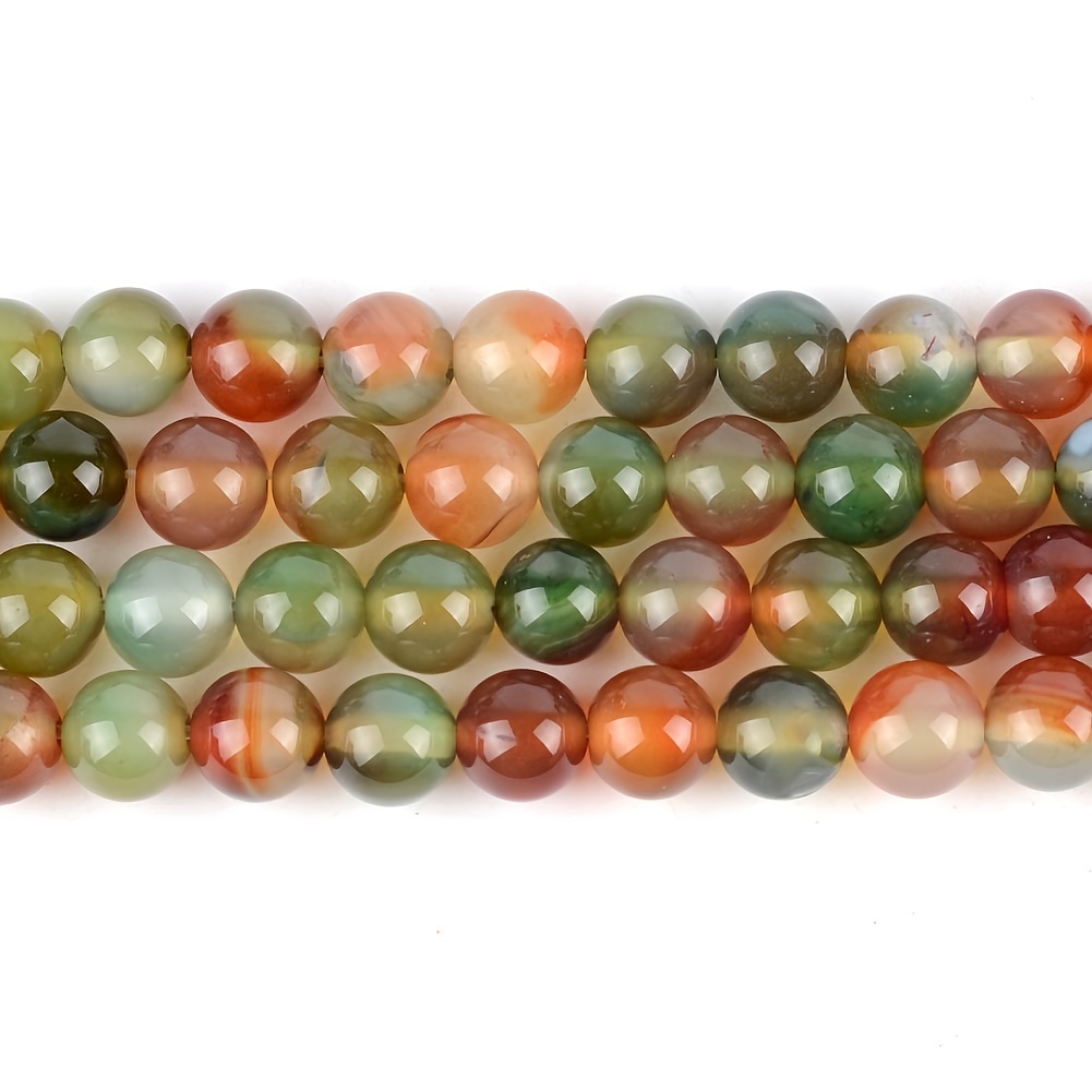 Colorful Round Loose Beads Faux Peacock Agate Beads For - Temu