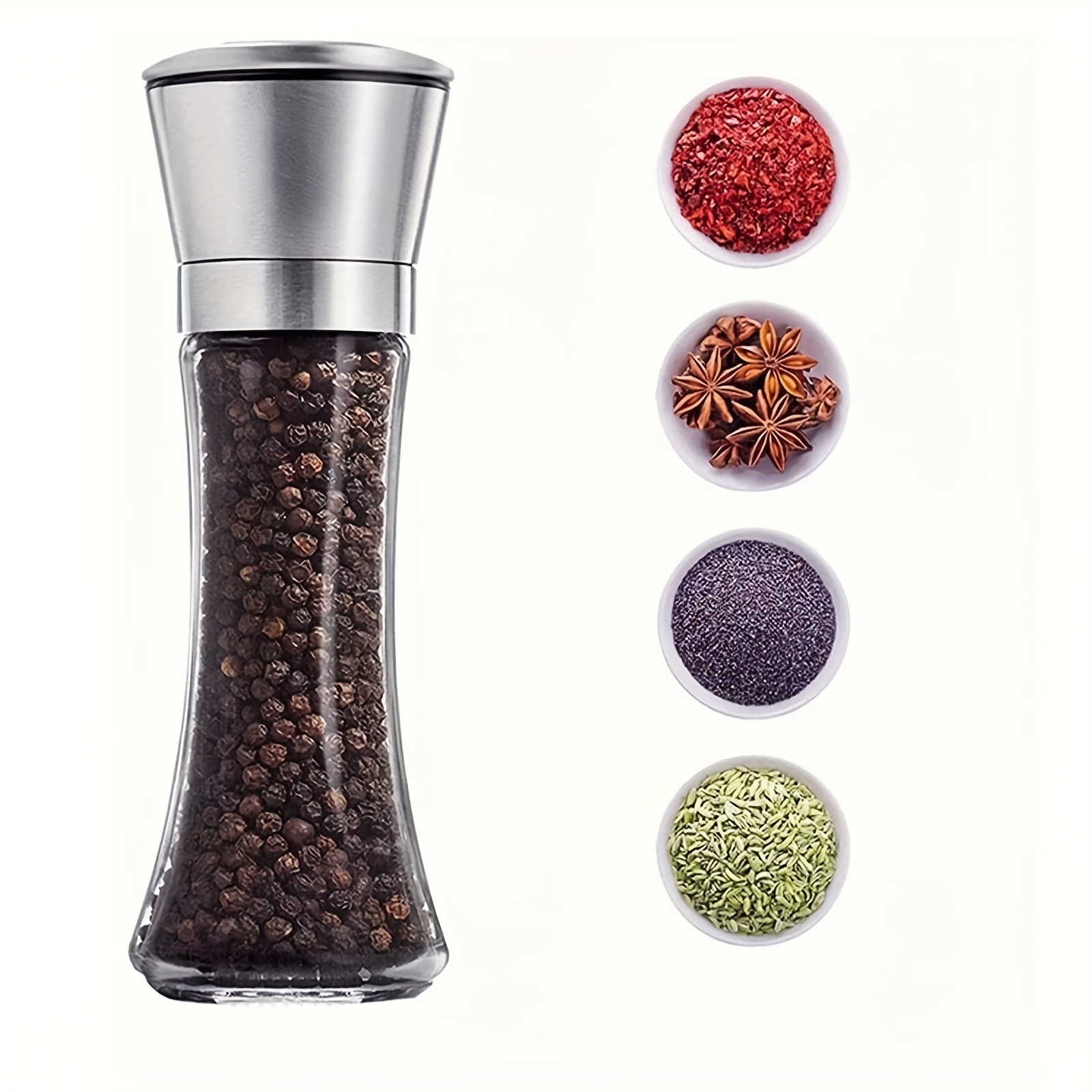 Salt Grinder, Pepper Grinder, Manual Spice Grinder, Adjustable Sea Salt  Grinder, Stainless Steel Pepper Shakers, Pepper Mill, Sea Salt Mill, Modern  Kitchen Accessories - Temu