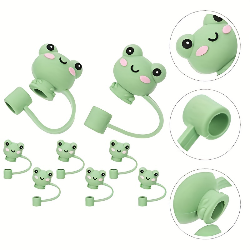 4pcs Straw Cover for Stanley Cup Cartoon Frog Silicone Straw Topper  Reusable Drinking Straw Tip Lids Covers Dust-Proof Straw Protectors for  7-8mm