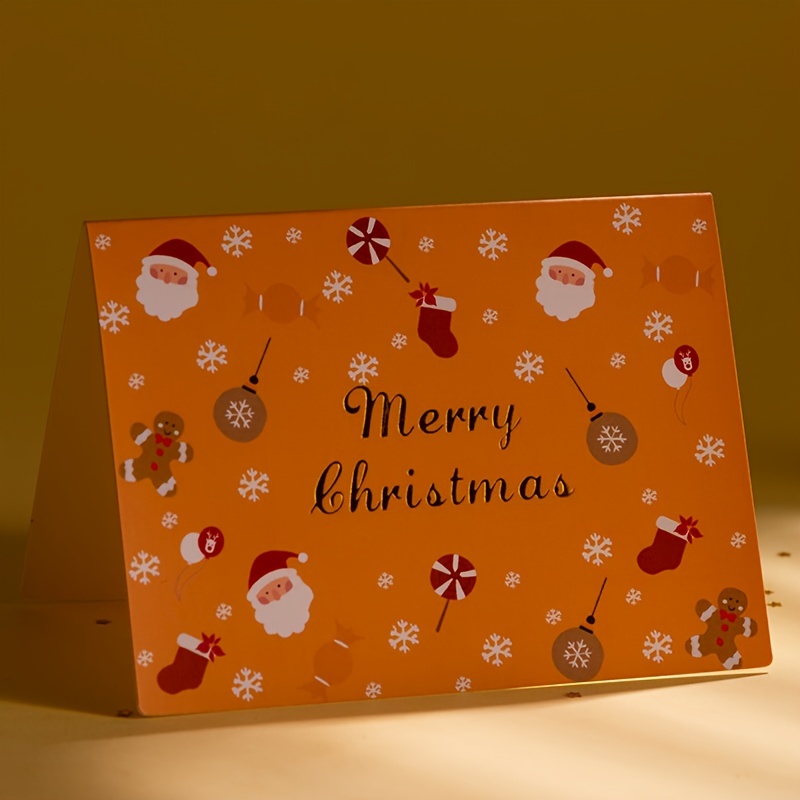 6pcs Exquisite Christmas Greeting Cards Creative Cartoon Blessing Mini Thanksgiving Cards New Year Thank You Message Cards Including Envelopes And Seal Stickers