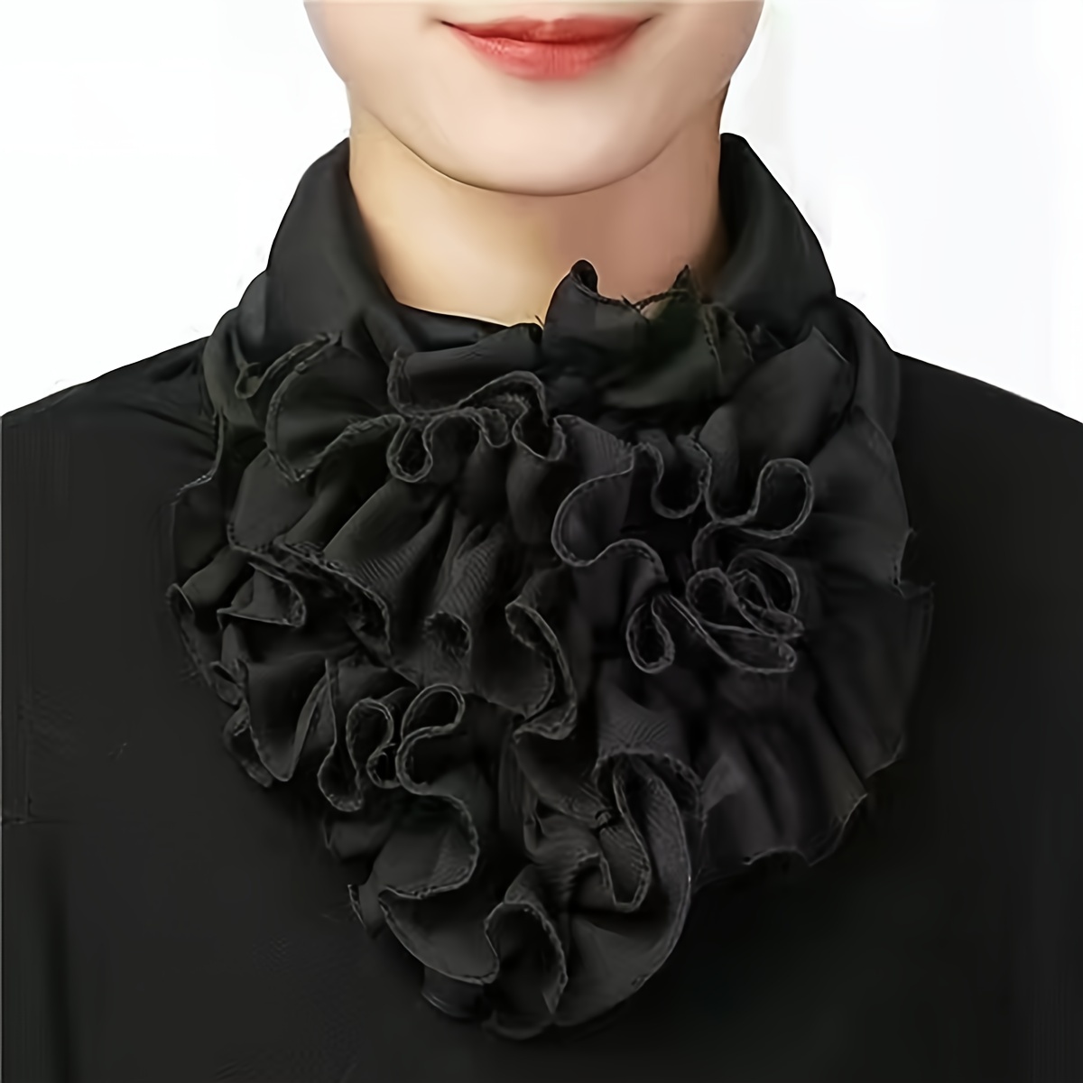 1pc Fashion Printed Scalloped Neck Warmer Detachable Scarf Collar
