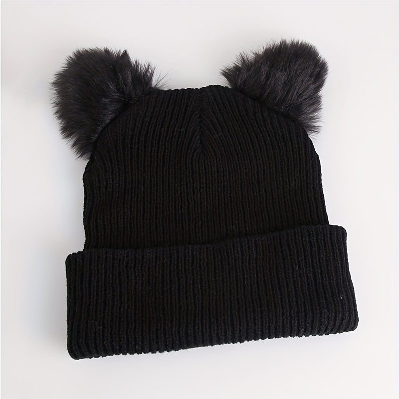 Trendy Embroidered Cat Beanie Ears Solid Color Cartoon - Temu