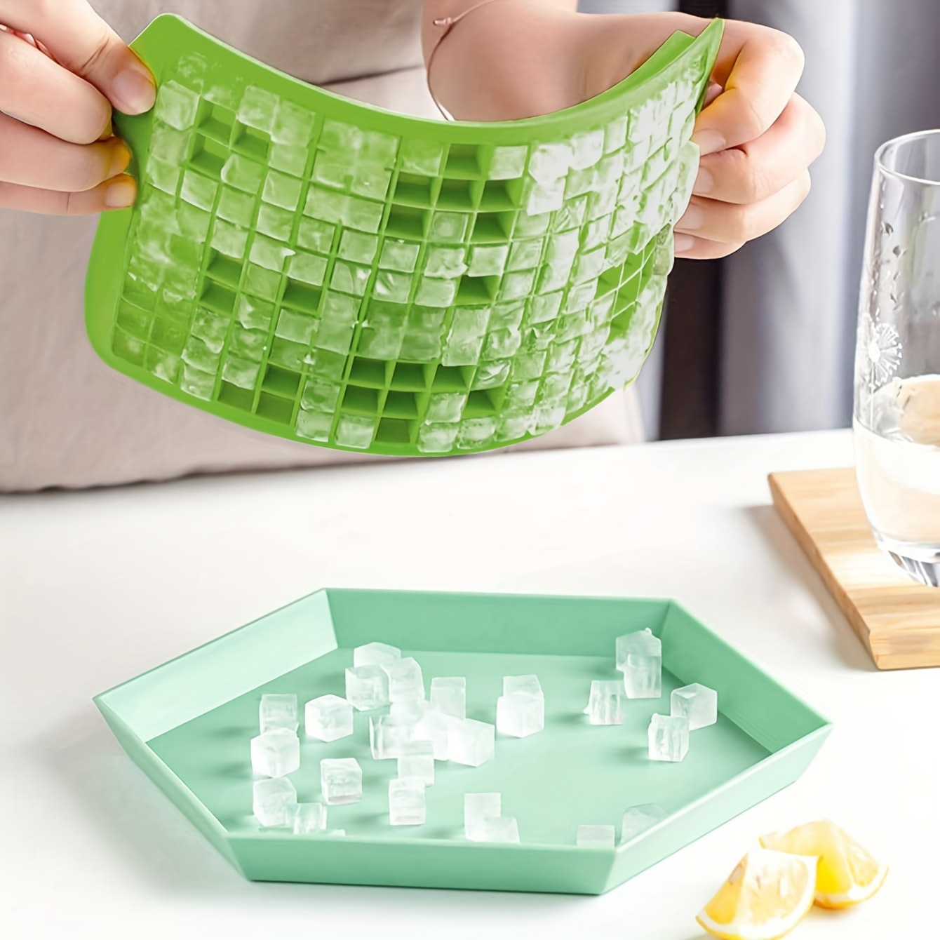 1pc 160 Grids Silicone Ice Cube Tray, Small Square Ice Maker, DIY Ice Cube  Mold, For Kitchen