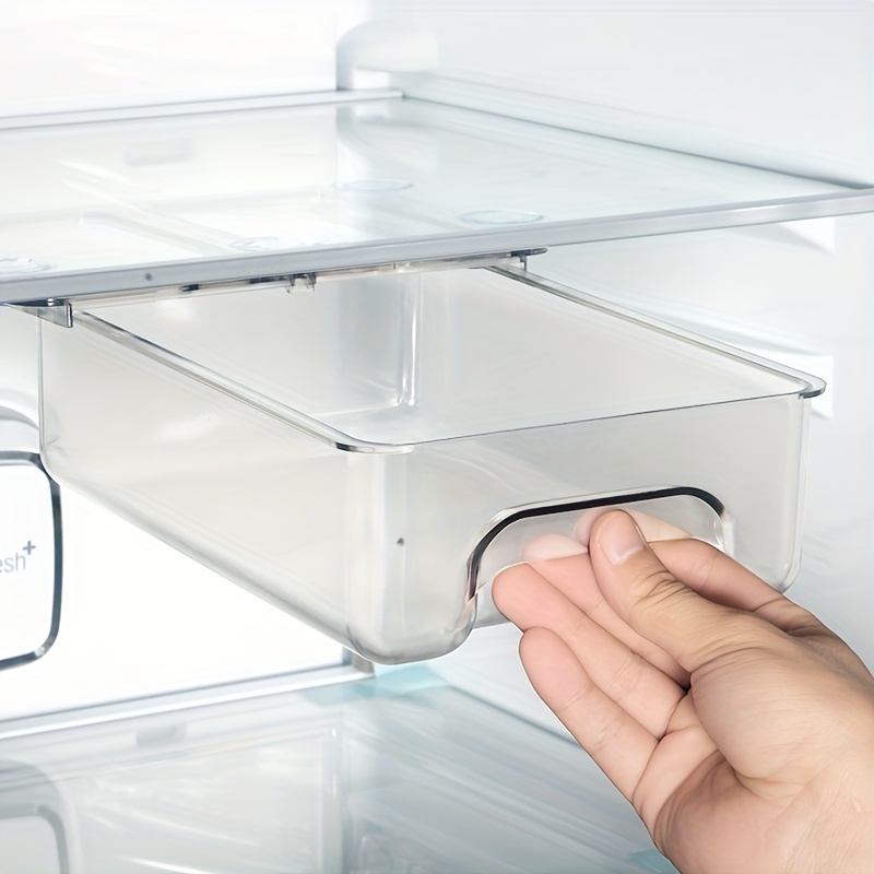Organizador de cajones para nevera, refrigerador deslizante transparente de  plástico, cajón extraíble, caja de almacenamiento de alimentos debajo del