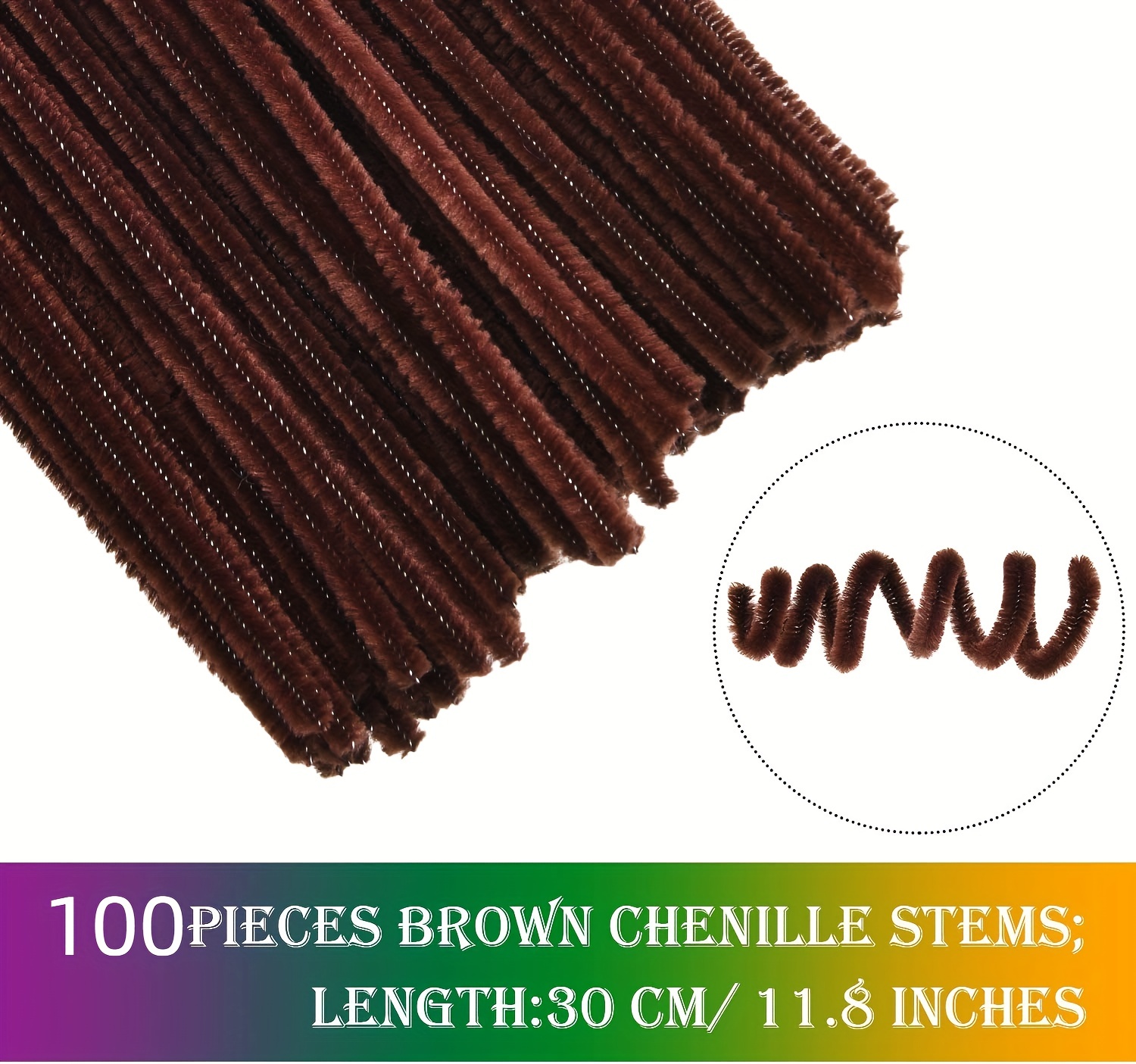 300pcs Christmas Brown Pipe Cleaners Set Including 100pcs Brown