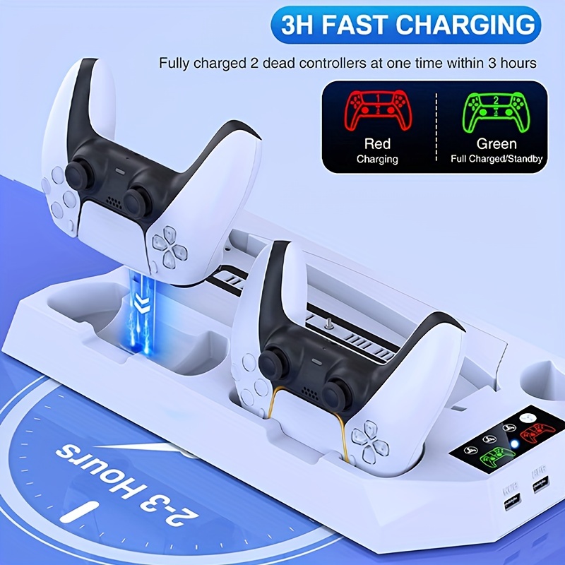 PS5 Stand with Cooling Station PS5 Controller Charging Station for  Playstation 5 PS5 Console Edition, PS5 Accessories-Cooler Fan/Remote