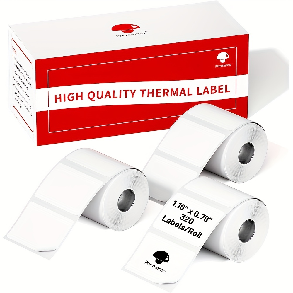 

Phomemo Thermal Labels For M110/m221/m220/m120/m200 Label Printer, White Square Self-adhesive Thermal Paper, Thermal Labels, 1.18" X 0.79" (30x20mm), 320 Labels/roll, Black On White