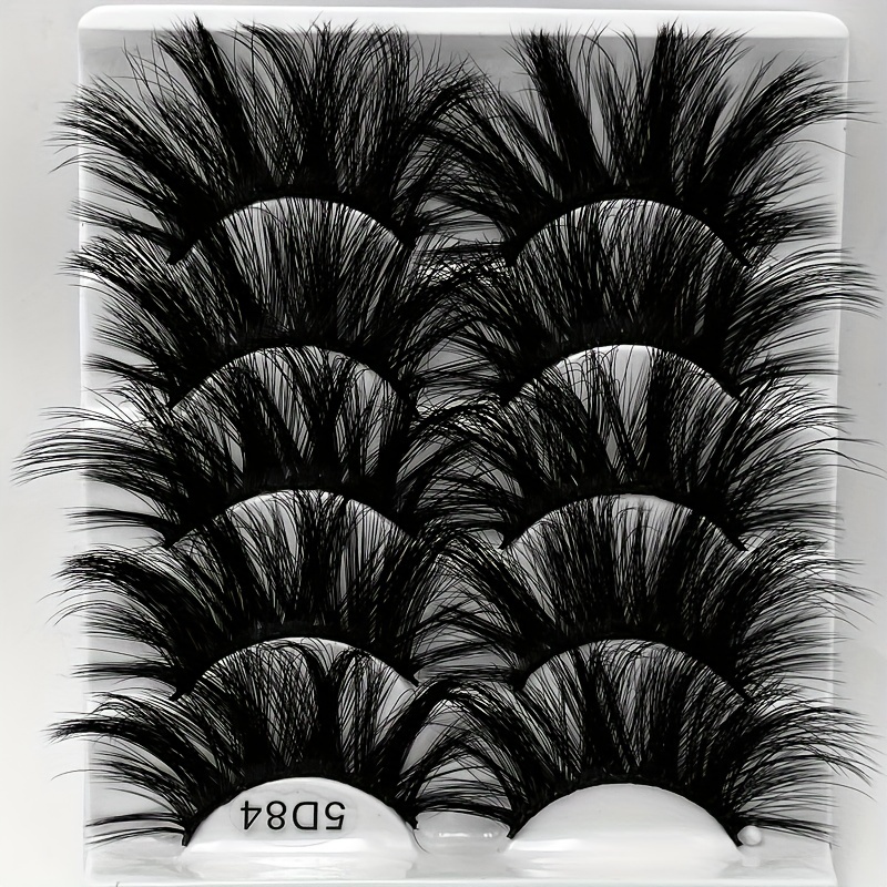 5 Pairs Faux Mink Eyelashes Lengthening Thickening False Eyelashes