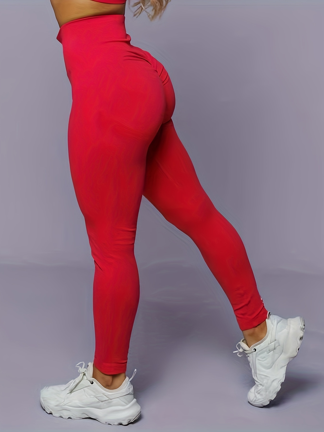 Leggings Deportivos Color Sólido Pantalones Ajustados - Temu