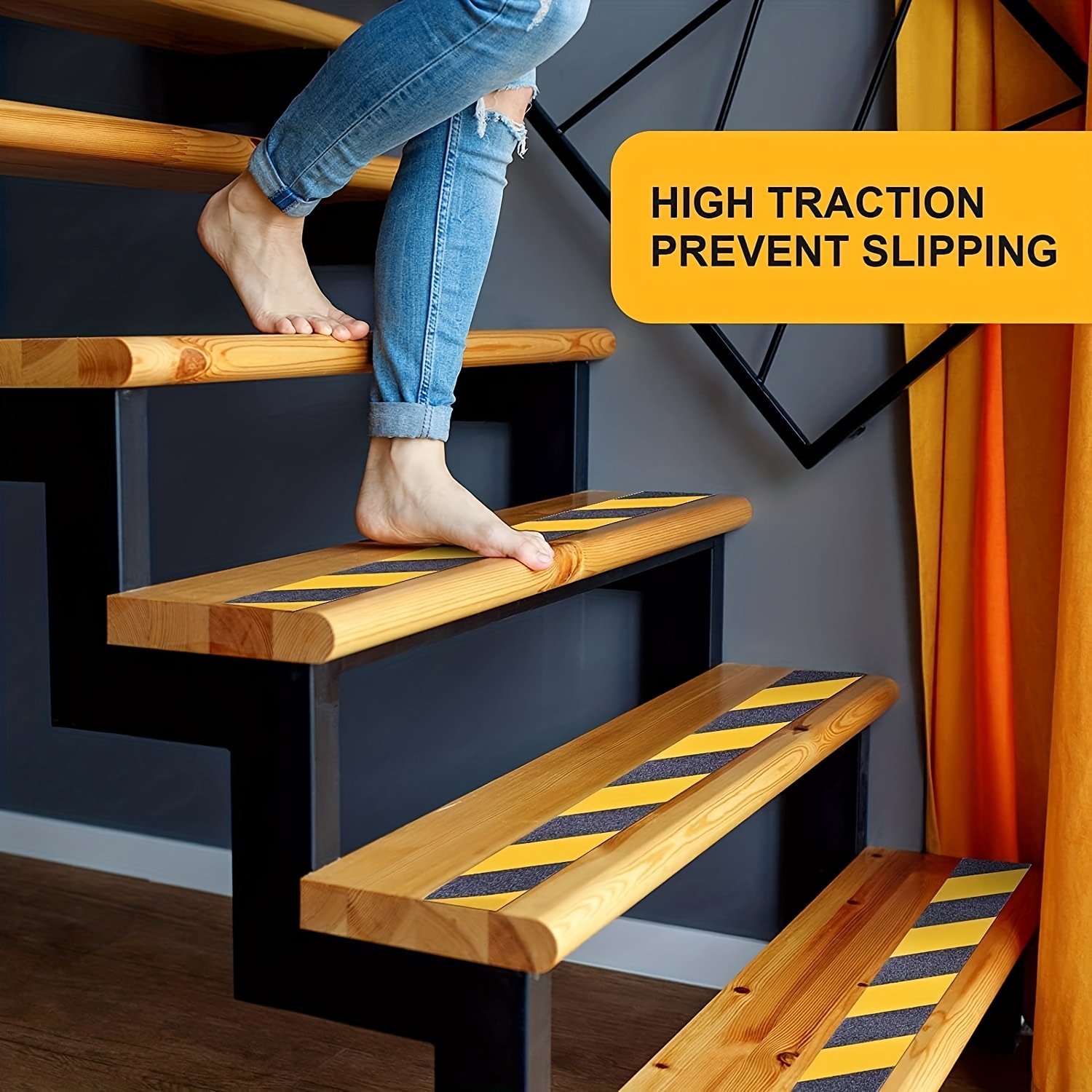 Grip Tape - Heavy Duty Anti Slip Tape for Stairs Outdoor/Indoor Waterproof  4Inch x 35Ft Safety Non Skid Roll for Stair Steps Traction Tread Staircases
