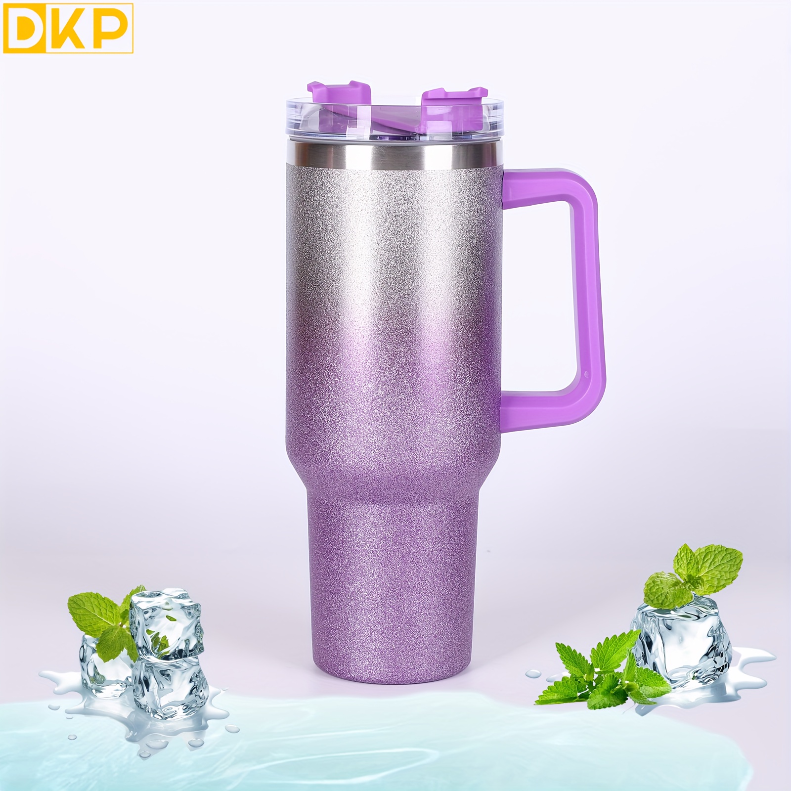 High-Quality Purple 40oz Tumbler with Handle, Lid, and Straw