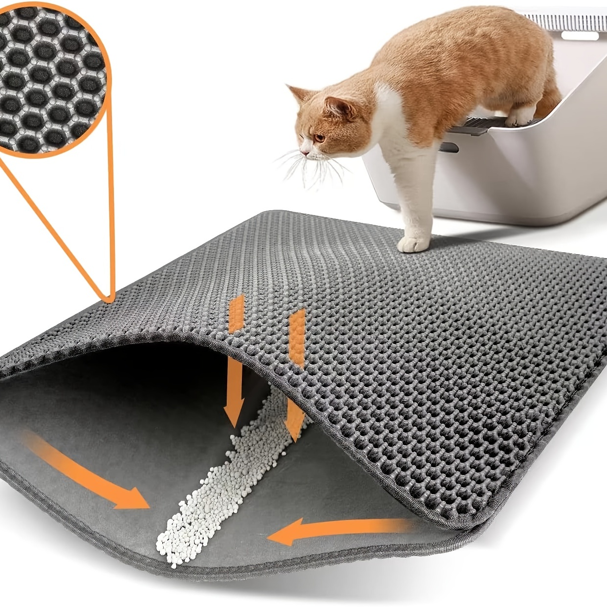 Cat Litter Mat Cat Litter Trapping Mat, Urine And Water Proof Cat Litter  Trapping Tray Litter Box Mat, Pet Cleaning Supplies - Temu
