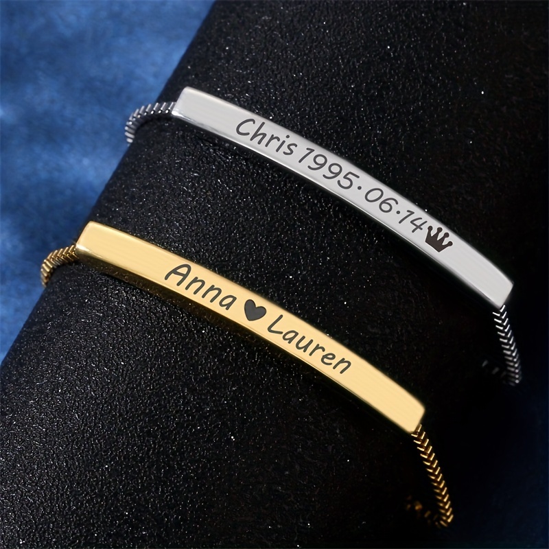 Custom Engraved Stainless Steel Couple Bracelet