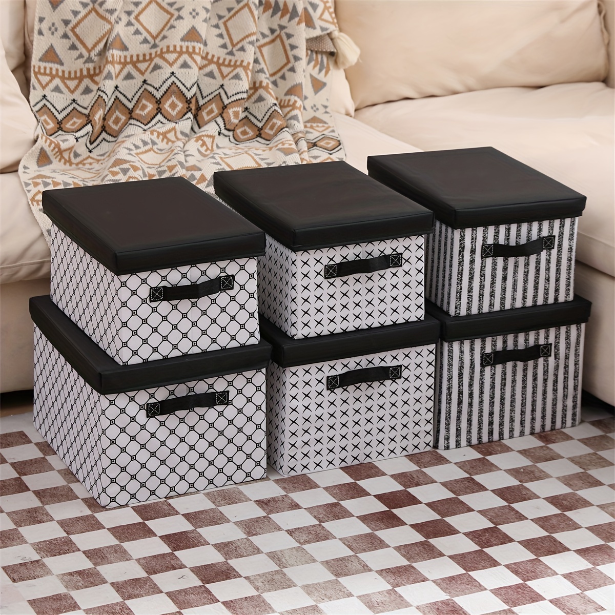 MOOHO Faltbox Aufbewahrungsbox Faltbare Ordnungsboxen Stapelbar  3-Wege-Öffnung (1 St), für Wohnzimmer Schlafzimmer Kleidung Spielzeug  Lagerung