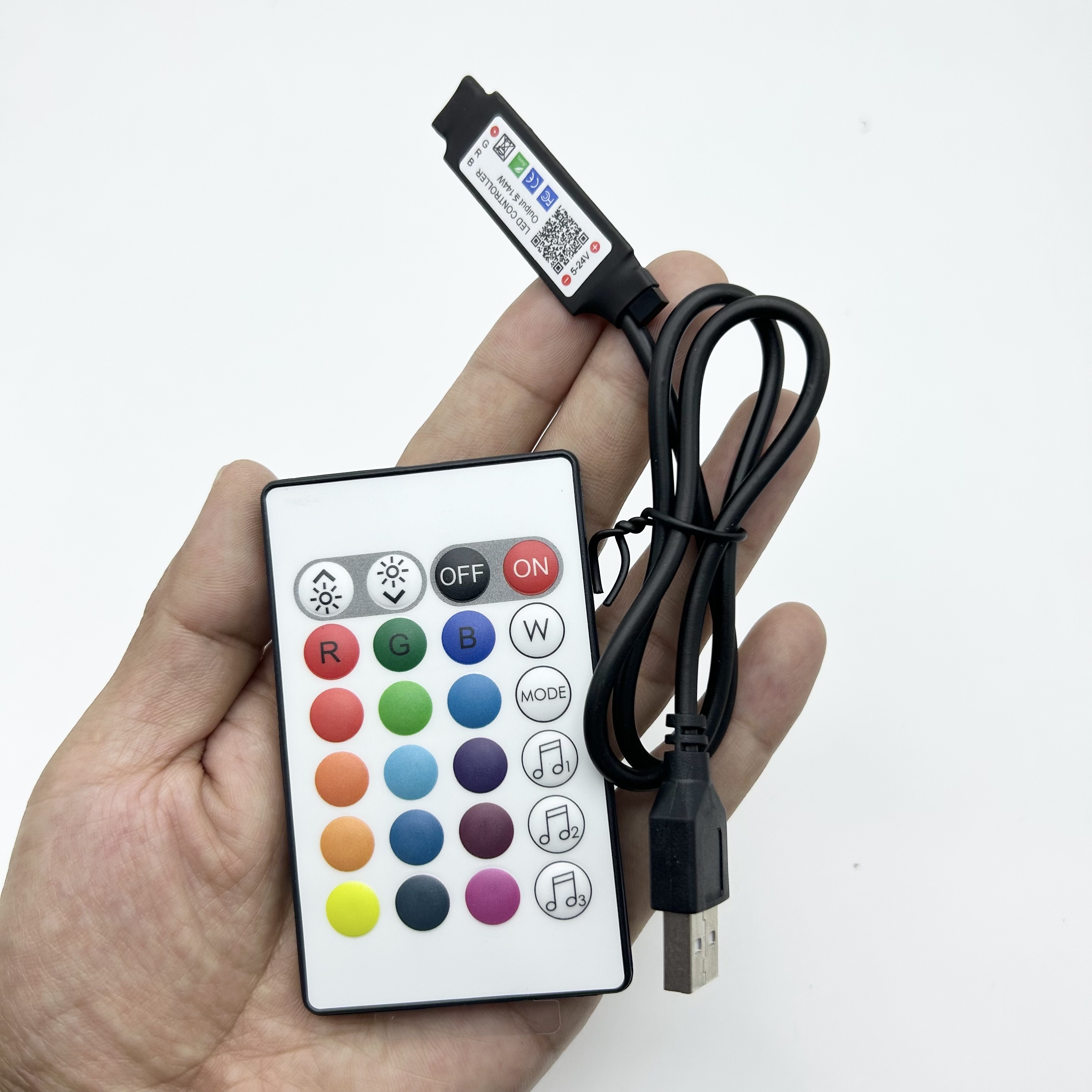 12 Volt Mini LED RGB Neon Strip Light Controller with 24 Key Wireless Remote