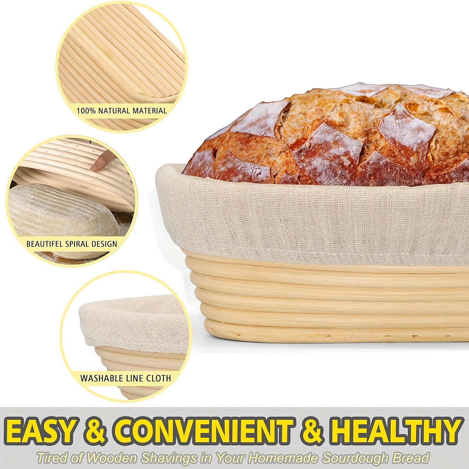 2Pcs Oval Bread Proofing Proving Basket Silicone Banneton Brotform