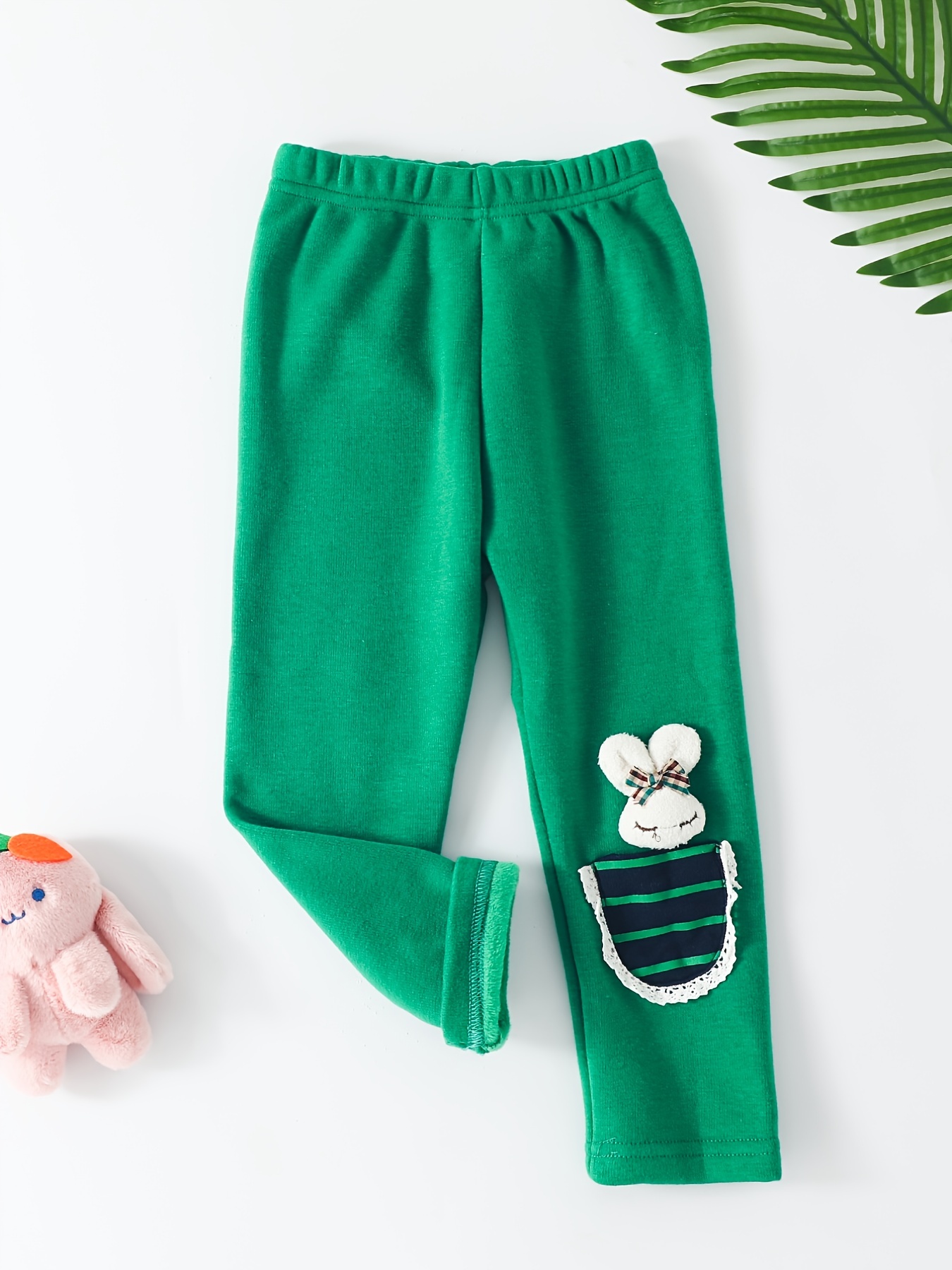 Girls Casual Cute Fleece Thermal Leggings Cute Rabbit - Temu