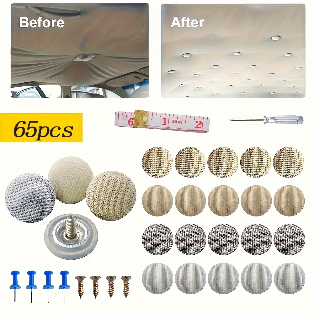 

65pcs Headliner Repair Kit Car Roof Repair Rivets Interior Ceiling Cloth Fixing Buckle Roof Lining Snap With Screwdriver