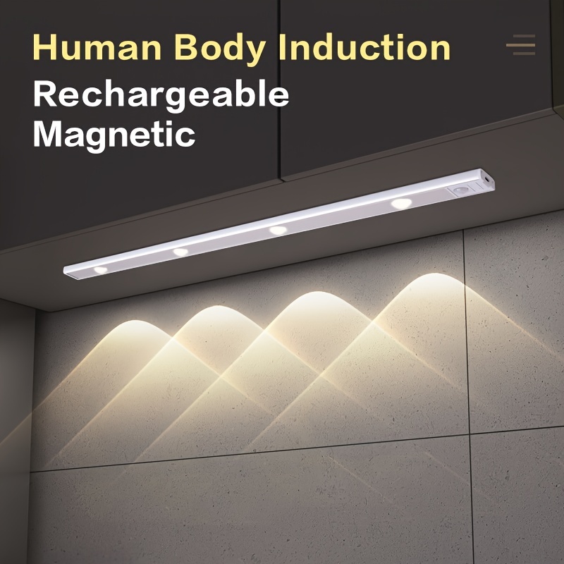 

1pc Led Cabinet Light With Motion Sensor, Ultra Thin Human Body Induction Intelligence Led Lamp Ultra Thin, For Kitchen Counter Bedroom Wardrobe