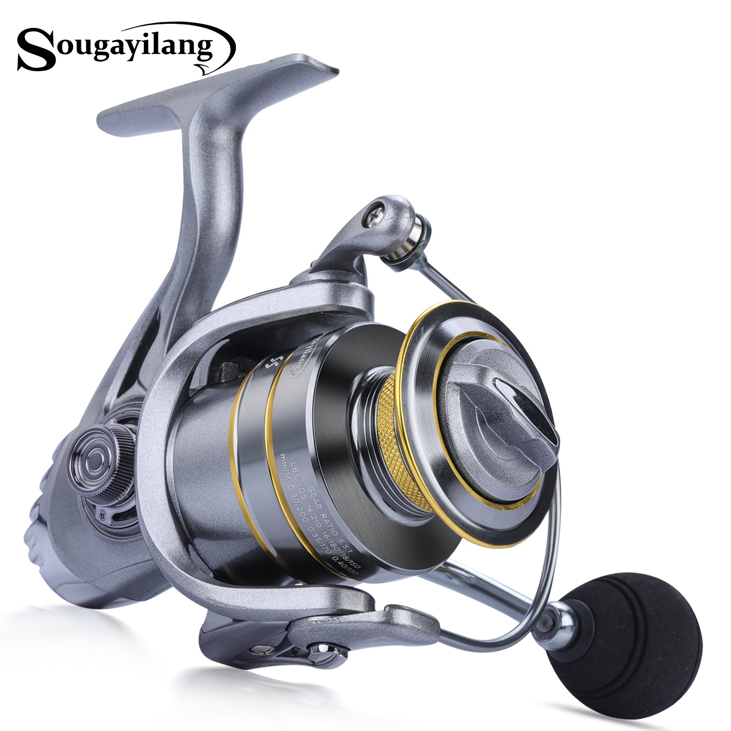 Sougayilang Spinning Fishing Reel - 13+1 BB, High Speed Gear Ratio, EVA  Handle - Ideal for Bass, Trout, and Freshwater Fishing