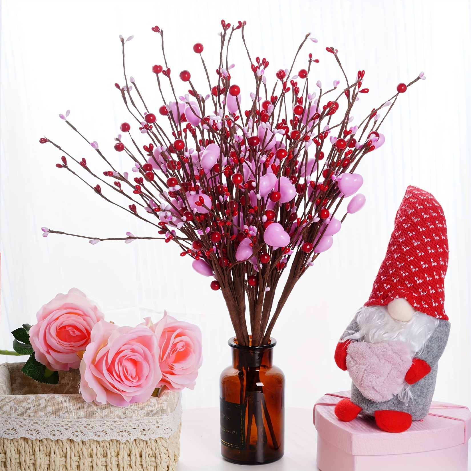 Artificial Heart Shaped Flowers Bulk Faux Red Berry - Temu