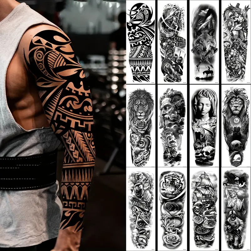 Mangas Brazos De Tatuaje Temporal 3d Resistentes Al Agua Para Hombres Y  Mujeres