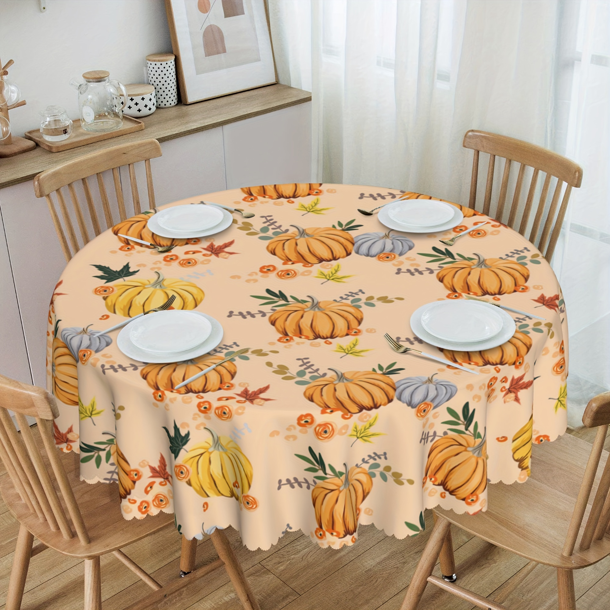 Fall Series Polyester Tablecloth Autumn Pumpkin Table Cloth