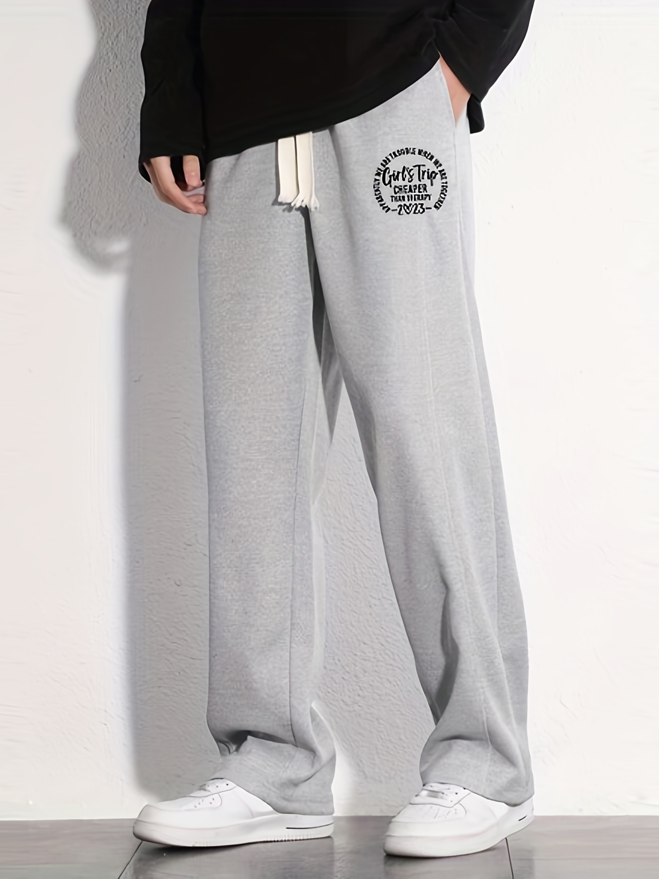 Men's Stylish Letter Print Loose Fit Drawstring Pants