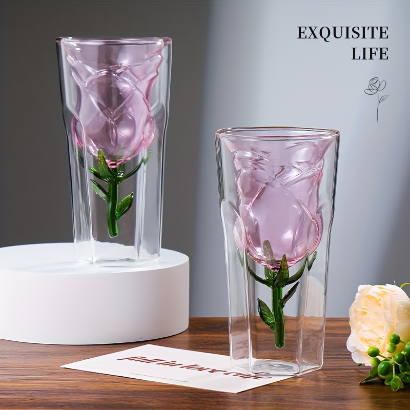 Rose Stem Cocktail Glass Clear Wine Glass Creative - Temu