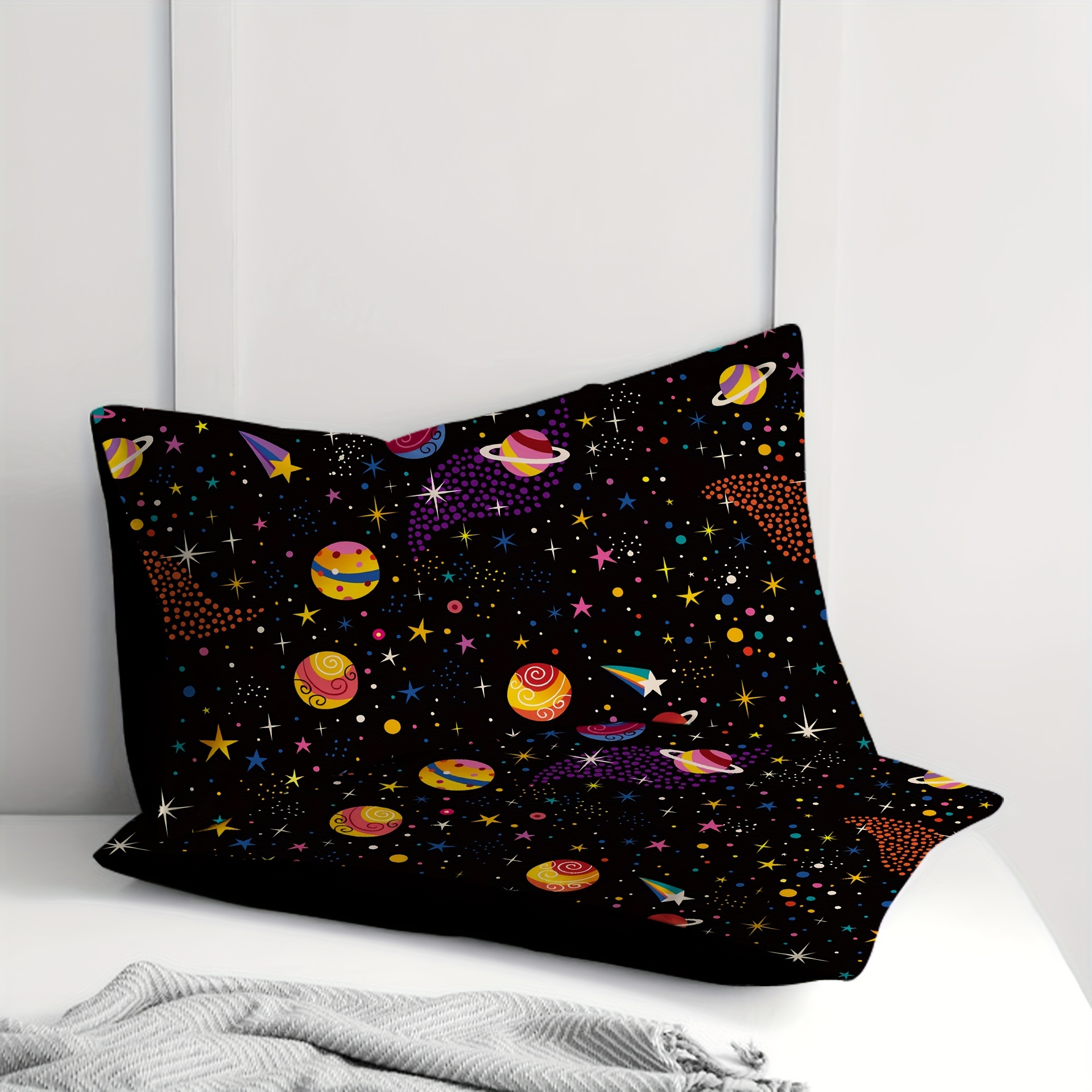 2pcs starry sky planet printed pillowcase without pillow core soft breathable pillow covers   pillow protector for bedroom sofa home decor details 1