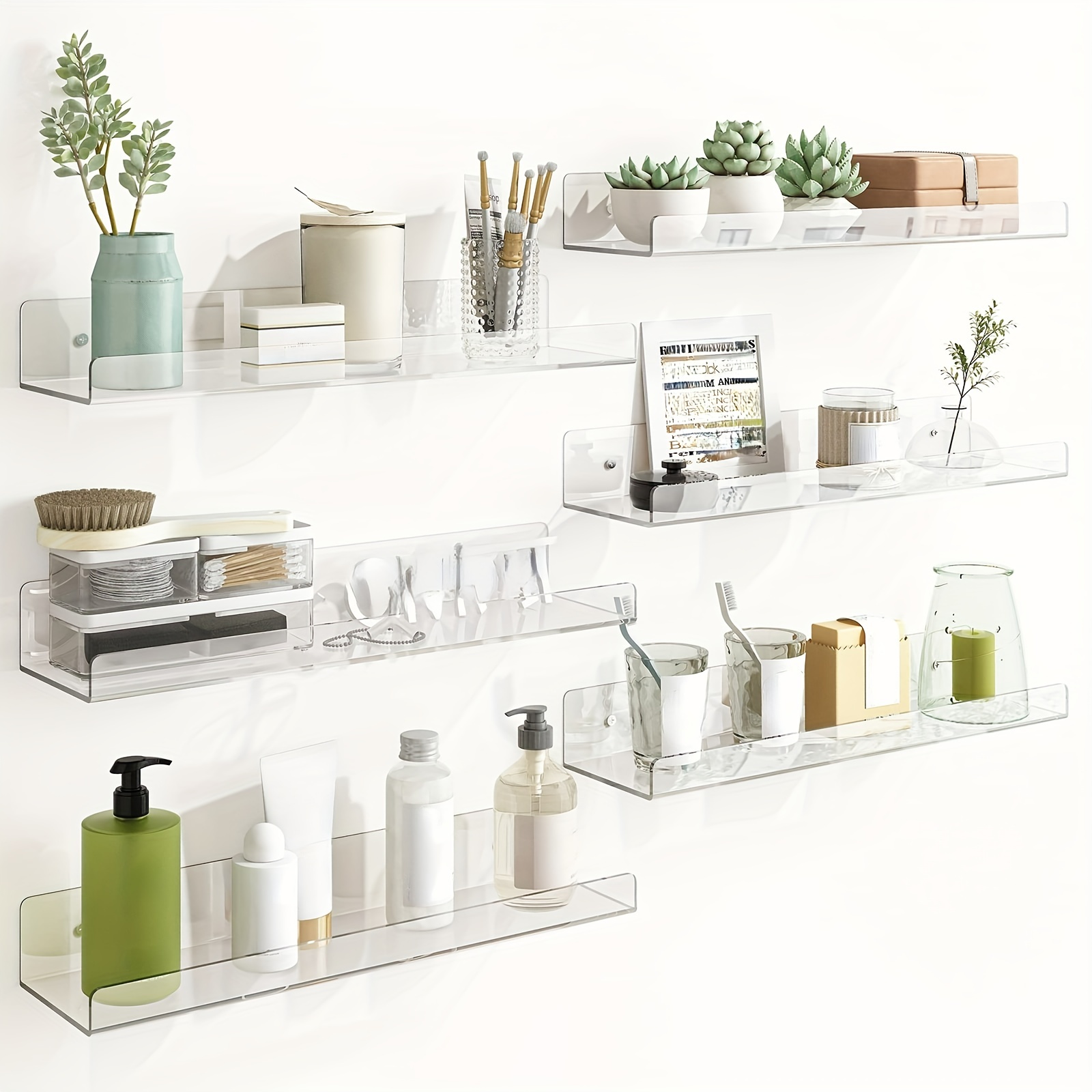 Transparent Wall-mounted Storage Box, Floating Wall Shelf, Clear Bathroom  Shelf Organizer, Free Punching Cosmetics Rack, Kitchen Bathroom Supplies -  Temu