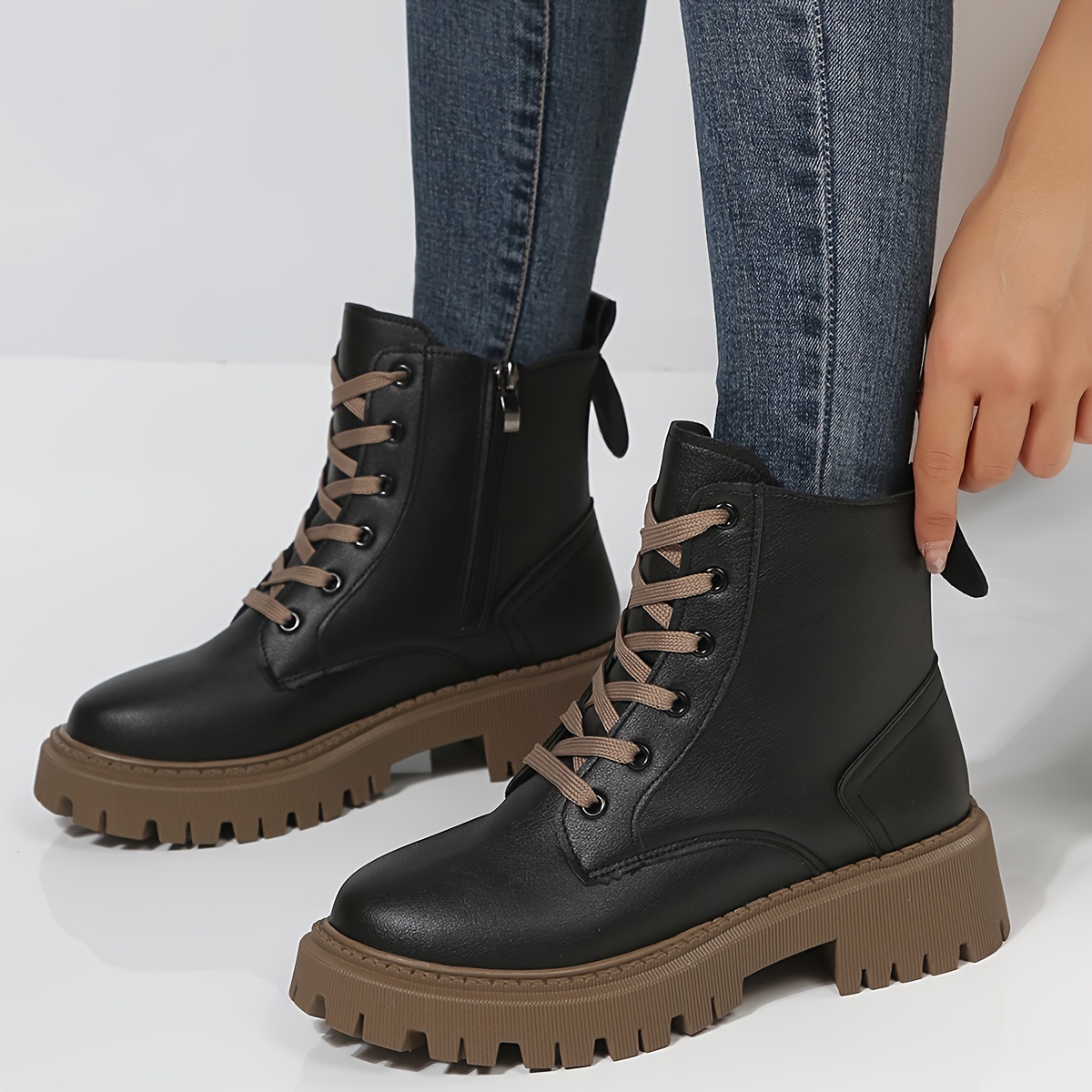 Lug Sole Platform Boot - Black Leather 41