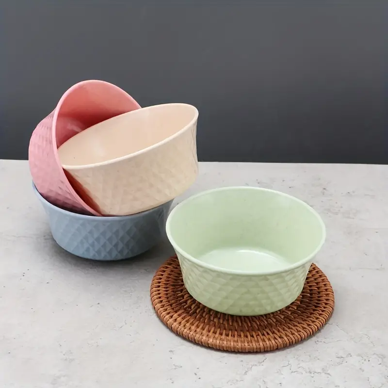 Creative Rice Bowl Set - Cute Plastic Bowls For Salad, Yogurt
