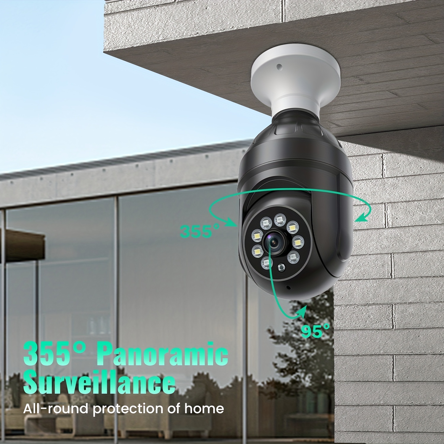1pc Cámara De Seguridad Con Bombilla LED, Cámara De Vigilancia IP  Panorámica De 355 Grados Para Sistema De Seguridad Doméstico, Alarma De  Detección Hu