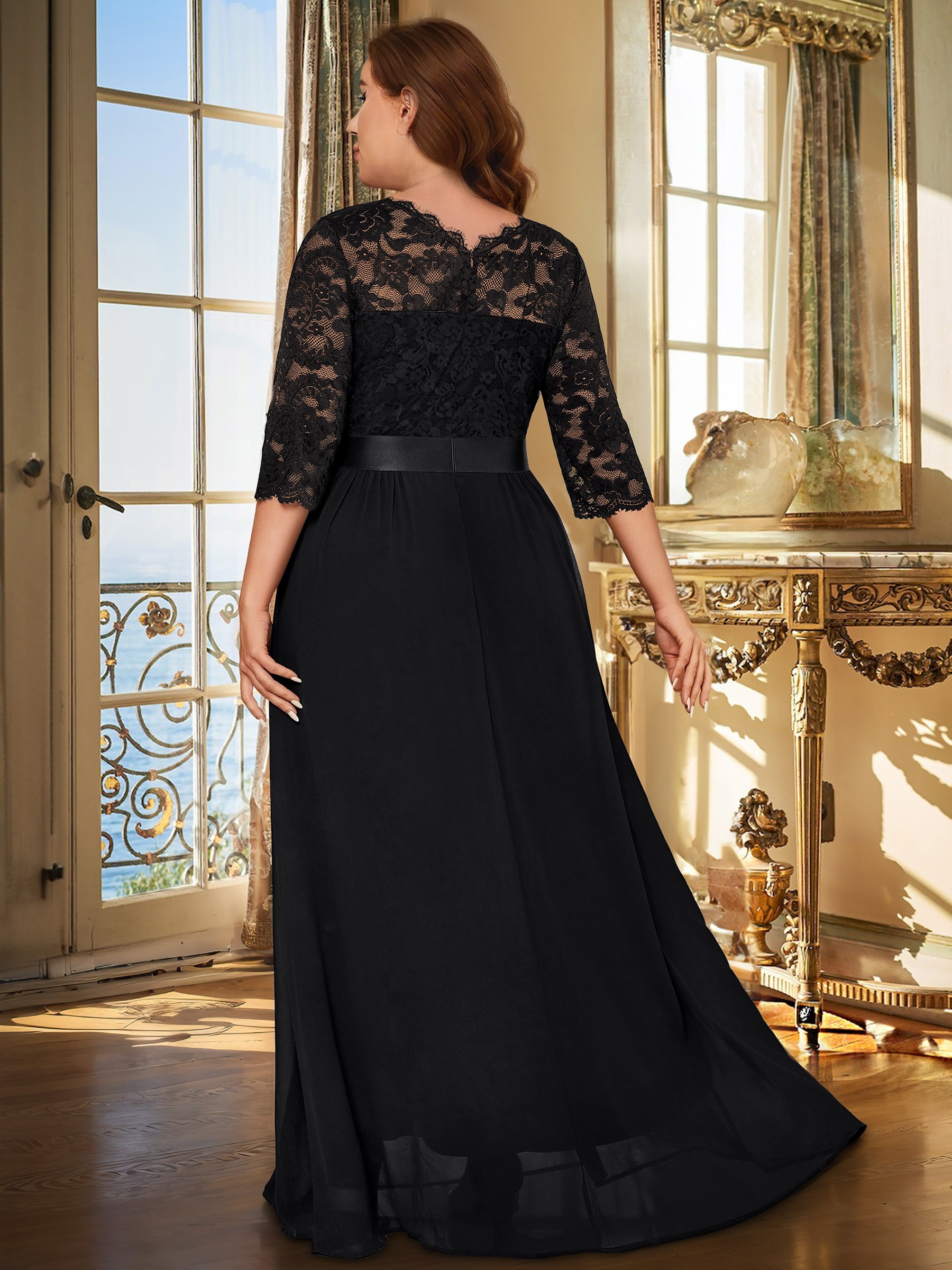 Plus Size Elegant Party Dress Women's Plus Solid Contrast - Temu