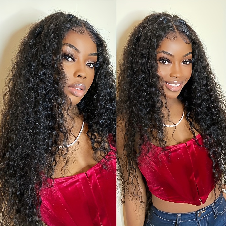  brazilian deep wave frontal wig transparent lace front wig hairline t part lace wig curly human hair wigs for women 150 density 13 2 lace wig details 9