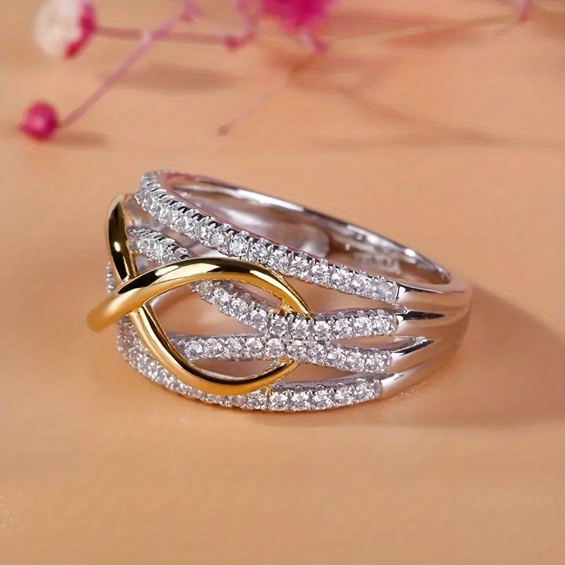 925 Silver Plated Infinity Hollow Zirconia Ring for Women