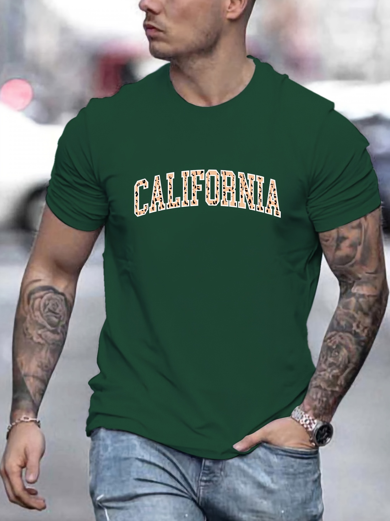 California t shirt outlet mens green