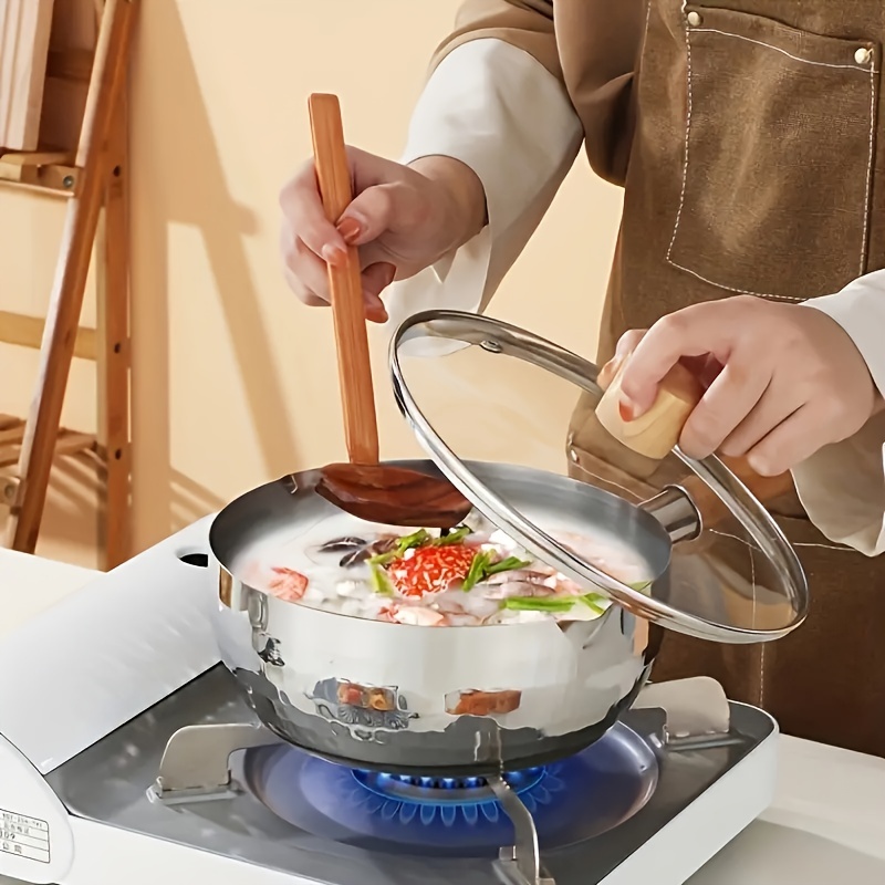 Olla de sopa de hierro fundido para leche, olla esmaltada con tapa, sartén  de cocina compatible con estufas de gas, estufa de inducción de cerámica