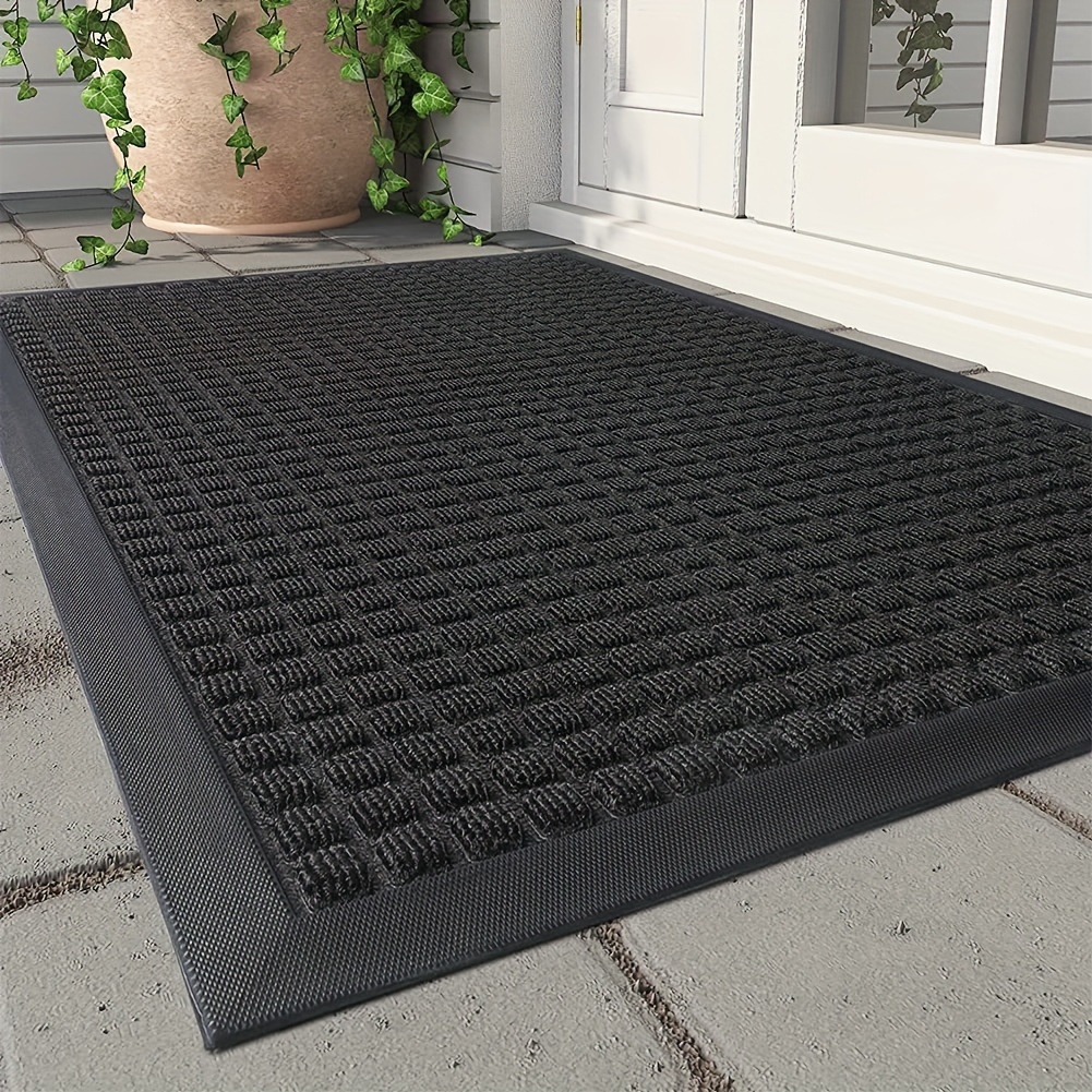 1pc thick rubber non slip front door mat suitable for entryway welcome with   backing indoor outdoor entrance rubber polypropylene for entrance suitable for entryway