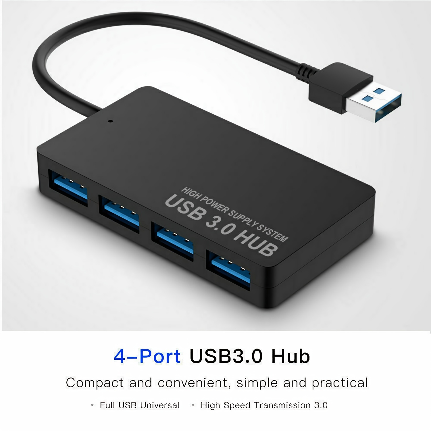 Noir-Répartiteur USB 3.0 HUB à 4 Ports, extenseur, adaptateur ca